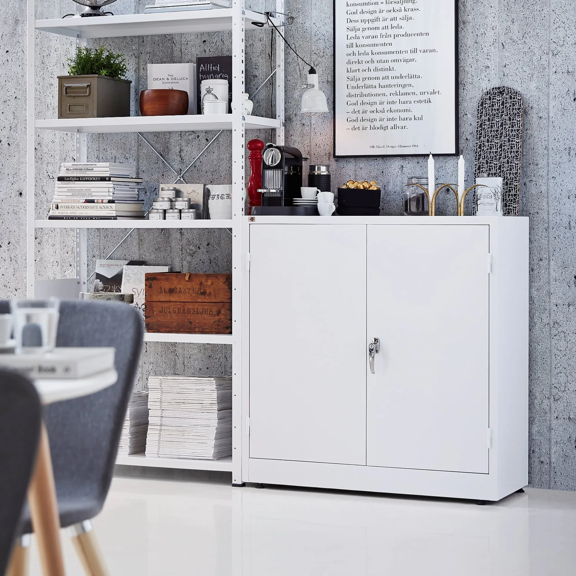 Arkistokaappi STYLE Lukollinen, 2 hyllytasoa, 1000x1000x400 mm, valkoinen, valkoinen