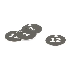 Avaimenperät Ei sis. avainrenkaita, Ø 25 mm, numerosarja: 1-50, musta/valkoinen