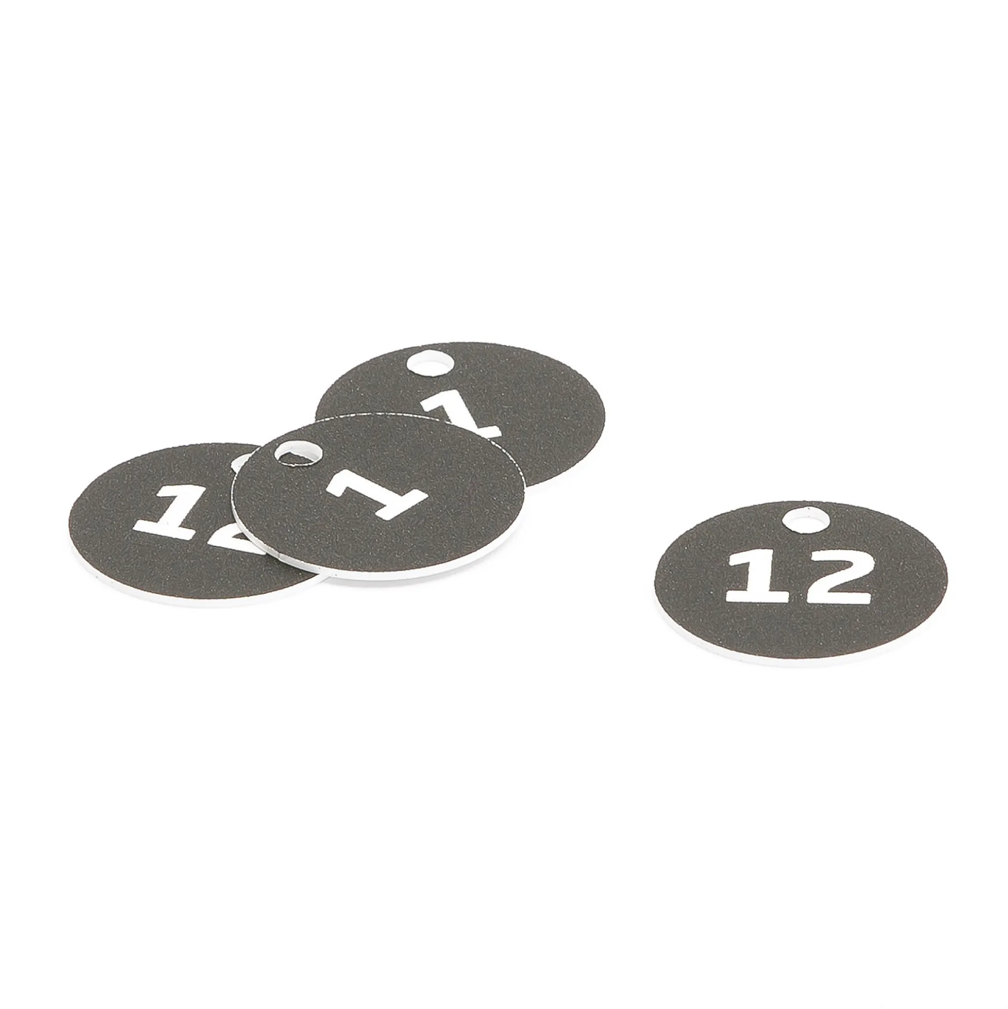 Avaimenperät Ei sis. avainrenkaita, Ø 25 mm, numerosarja: 1-50, musta/valkoinen