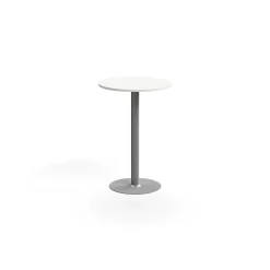 Baaripöytä ALVA Ø700x1000 mm, lattiaan kiinnitettävä, korkeapainelaminaatti, hopea/valkoinen