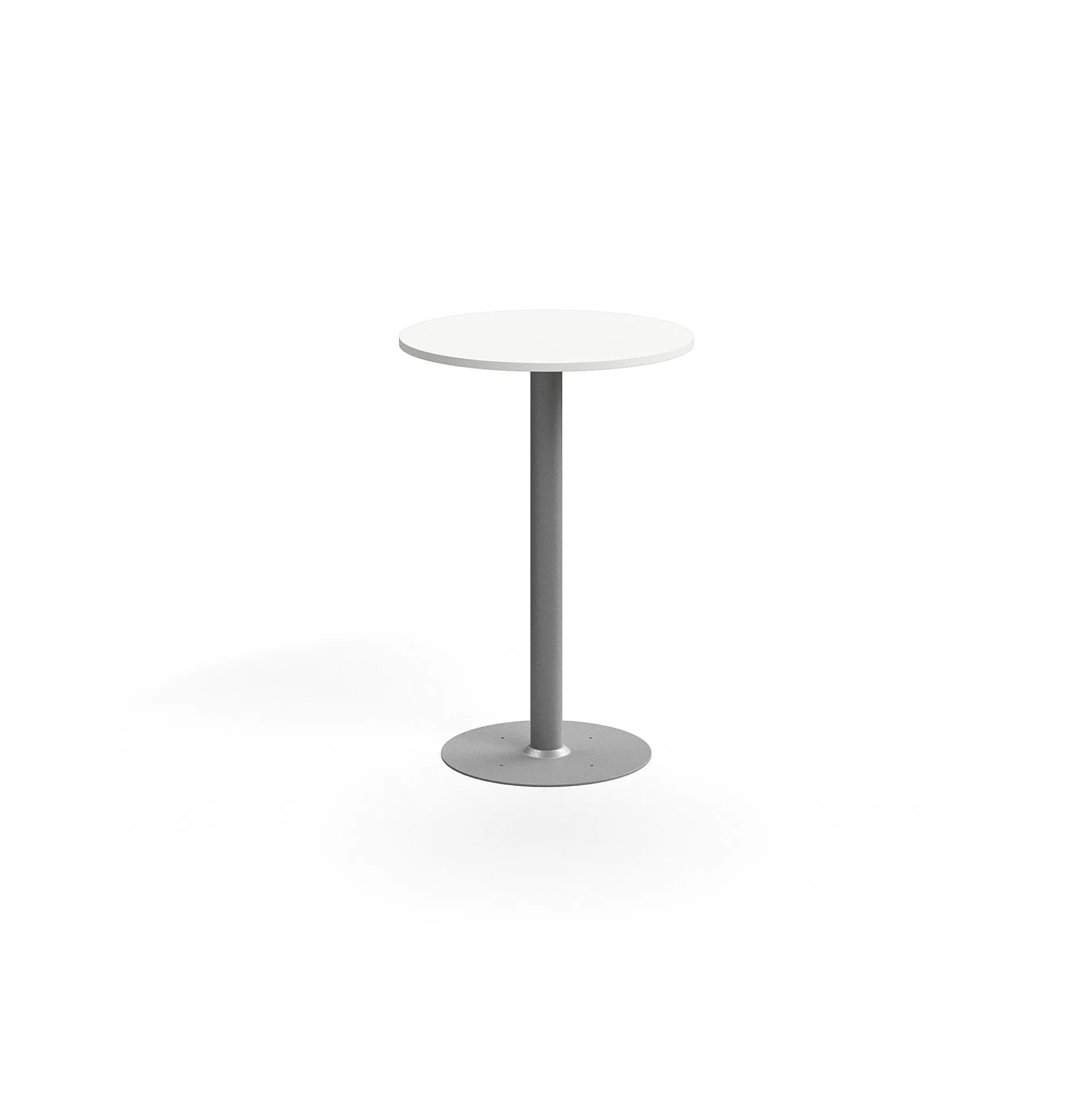 Baaripöytä ALVA Ø700x1000 mm, lattiaan kiinnitettävä, korkeapainelaminaatti, hopea/valkoinen