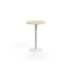 Baaripöytä ALVA Ø700x1000 mm, lattiaan kiinnitettävä, korkeapainelaminaatti, valkoinen/koivu
