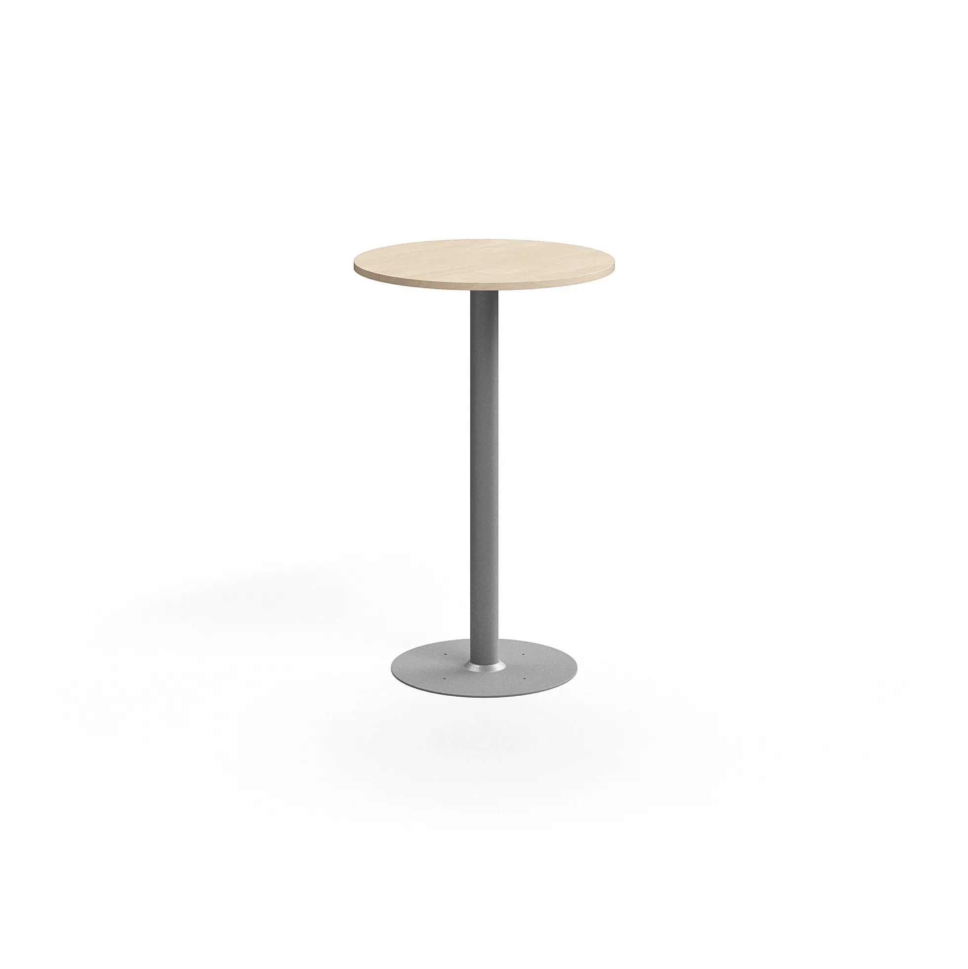 Baaripöytä ALVA Ø700x1100 mm, lattiaan kiinnitettävä, korkeapainelaminaatti, hopea/koivu