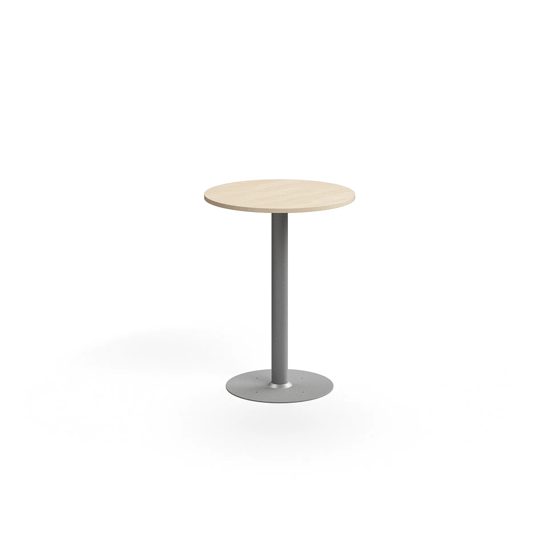 Baaripöytä ALVA Ø700x900 mm, lattiaan kiinnitettävä, korkeapainelaminaatti, hopea/koivu