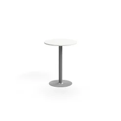 Baaripöytä ALVA Ø700x900 mm, lattiaan kiinnitettävä, korkeapainelaminaatti, hopea/valkoinen