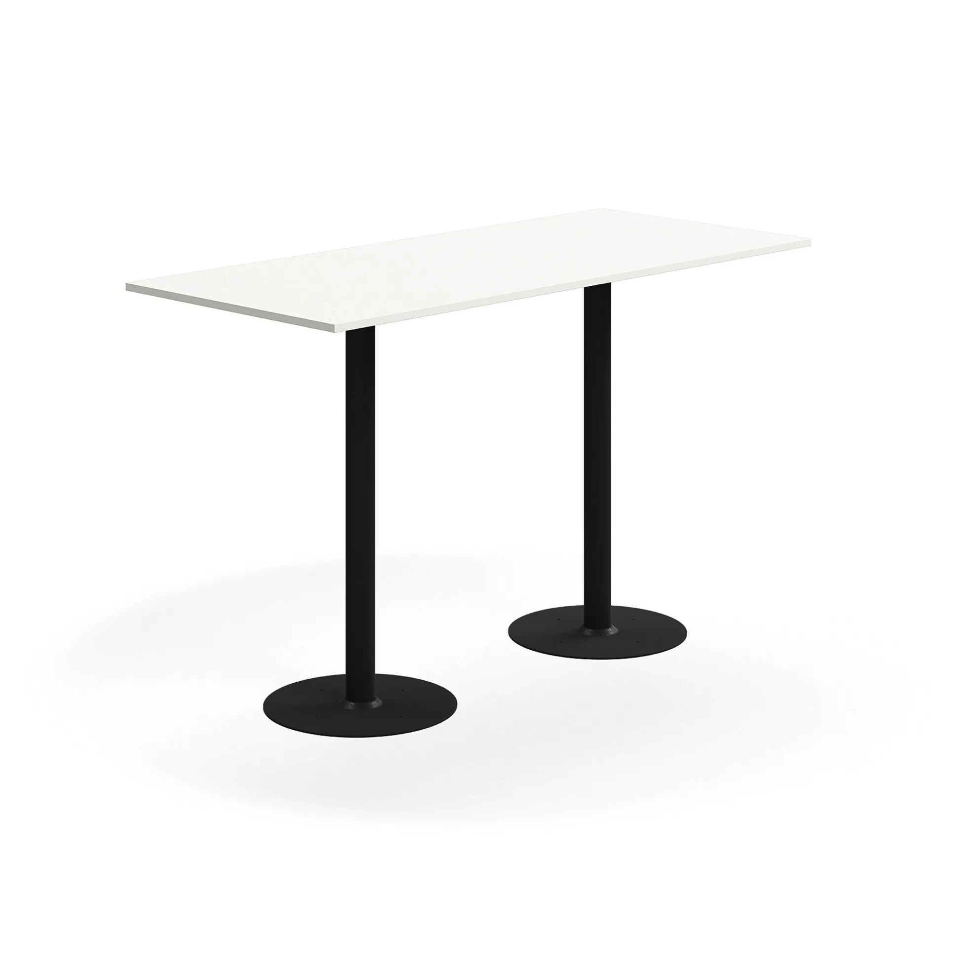 Baaripöytä ALVA 1800x800x1100 mm, lattiaan kiinnitettävä, korkeapainelaminaatti, musta/valkoinen