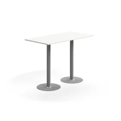 Baaripöytä ALVA 1400x700x1000 mm, lattiaan kiinnitettävä, korkeapainelaminaatti, hopea/valkoinen