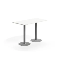 Baaripöytä ALVA 1400x700x900 mm, lattiaan kiinnitettävä, korkeapainelaminaatti, hopea/valkoinen