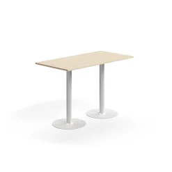 Baaripöytä ALVA 1400x700x900 mm, lattiaan kiinnitettävä, korkeapainelaminaatti, valkoinen/koivu