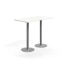 Baaripöytä ALVA 1400x700x1000 mm, lattiaan kiinnitettävä, korkeapainelaminaatti, hopea/valkoinen