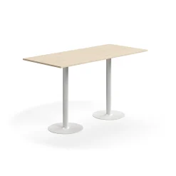 Baaripöytä ALVA 1800x800x1000 mm, lattiaan kiinnitettävä, korkeapainelaminaatti, valkoinen/koivu