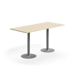 Baaripöytä ALVA 1800x800x900 mm, lattiaan kiinnitettävä, korkeapainelaminaatti, hopea/koivu