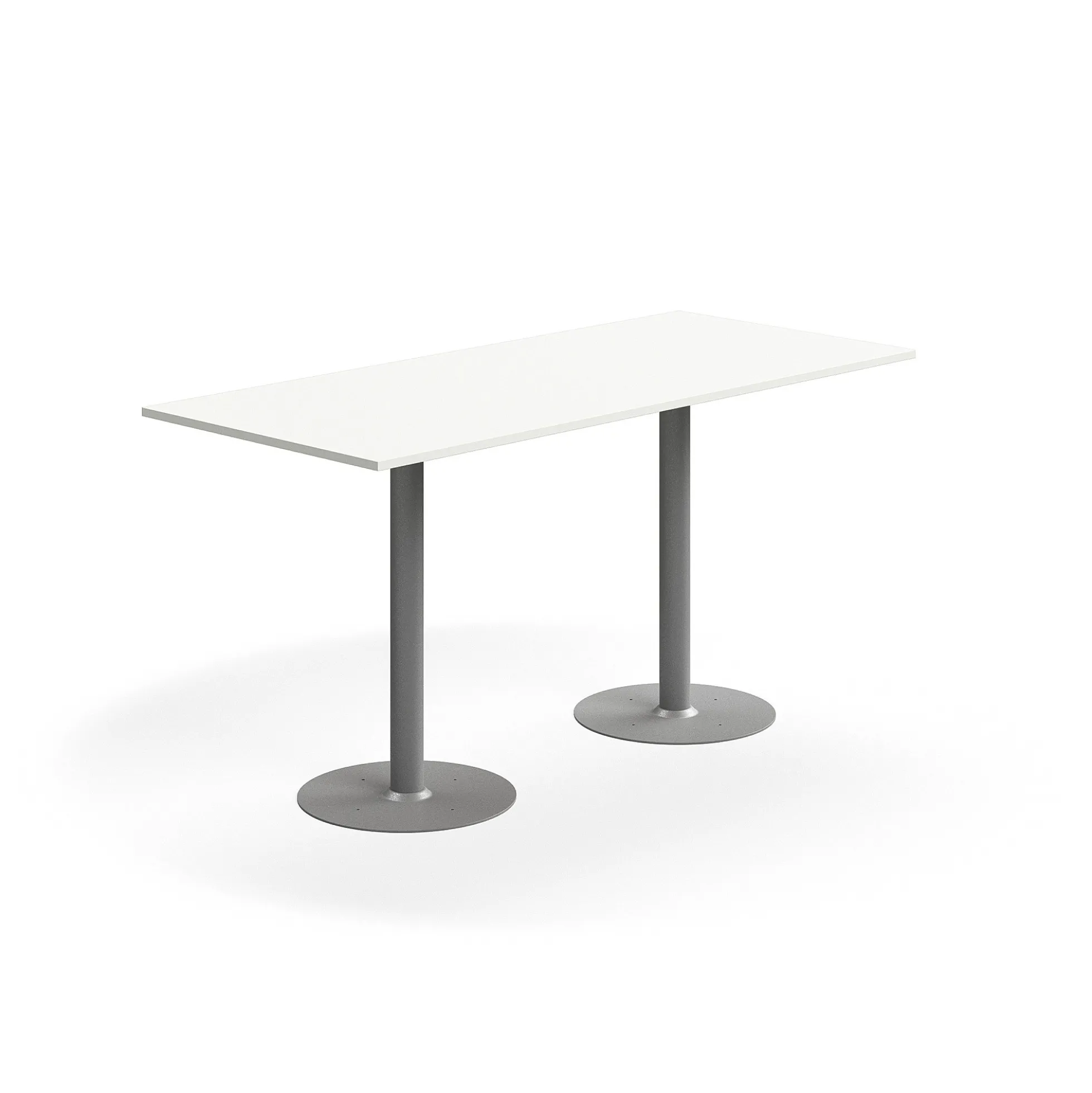 Baaripöytä ALVA 1800x800x900 mm, lattiaan kiinnitettävä, korkeapainelaminaatti, hopea/valkoinen