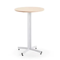 Baaripöytä SANNA Ø700x1050 mm, valkoinen/koivu