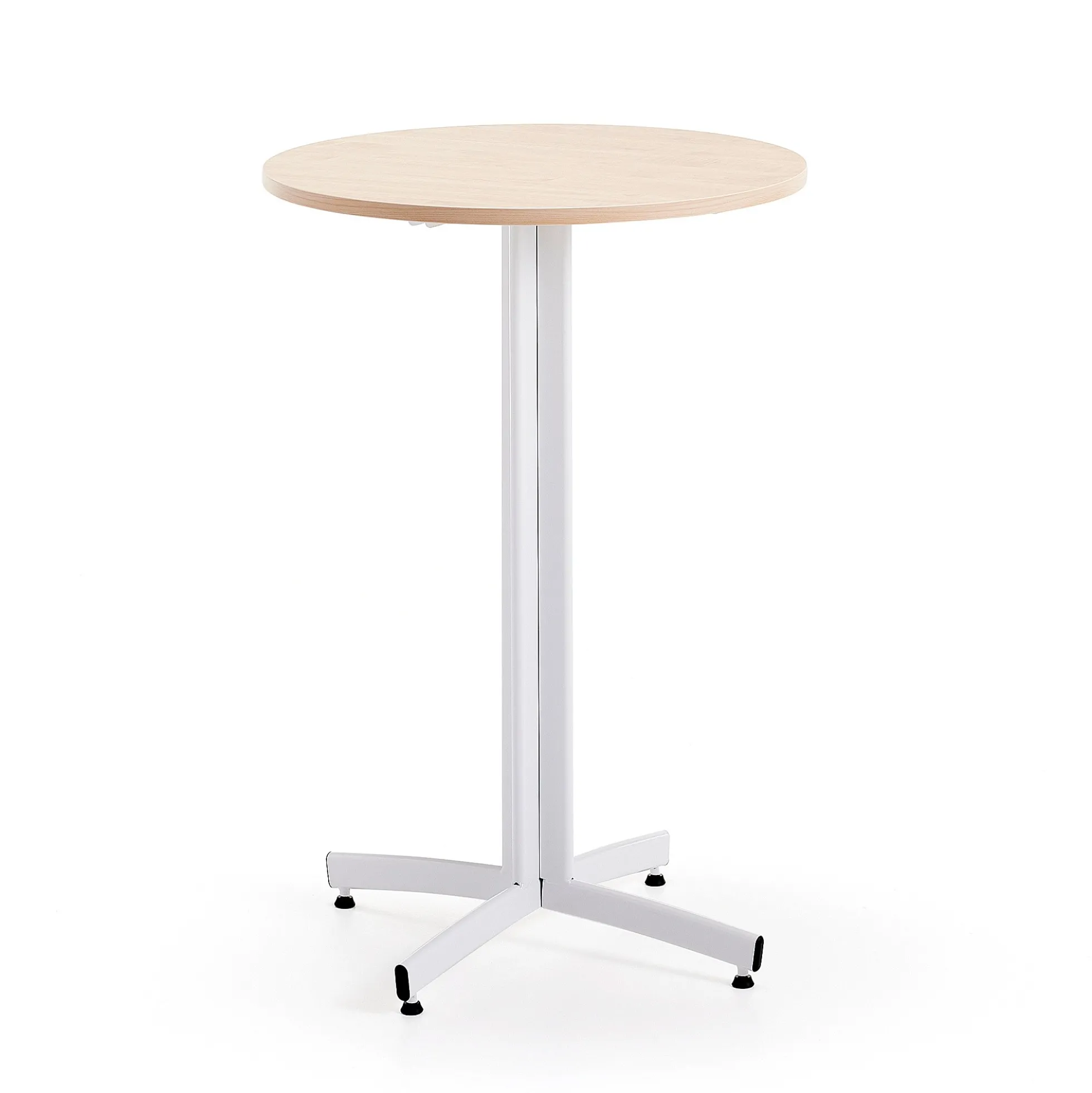 Baaripöytä SANNA Ø700x1050 mm, valkoinen/koivu