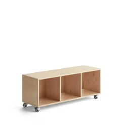 Hylly RICO Pyörät, 3 lokeroa, leveys: 1200 mm, koivu