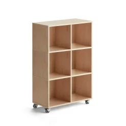 Hylly RICO Pyörät, 6 lokeroa, leveys: 800 mm, koivu