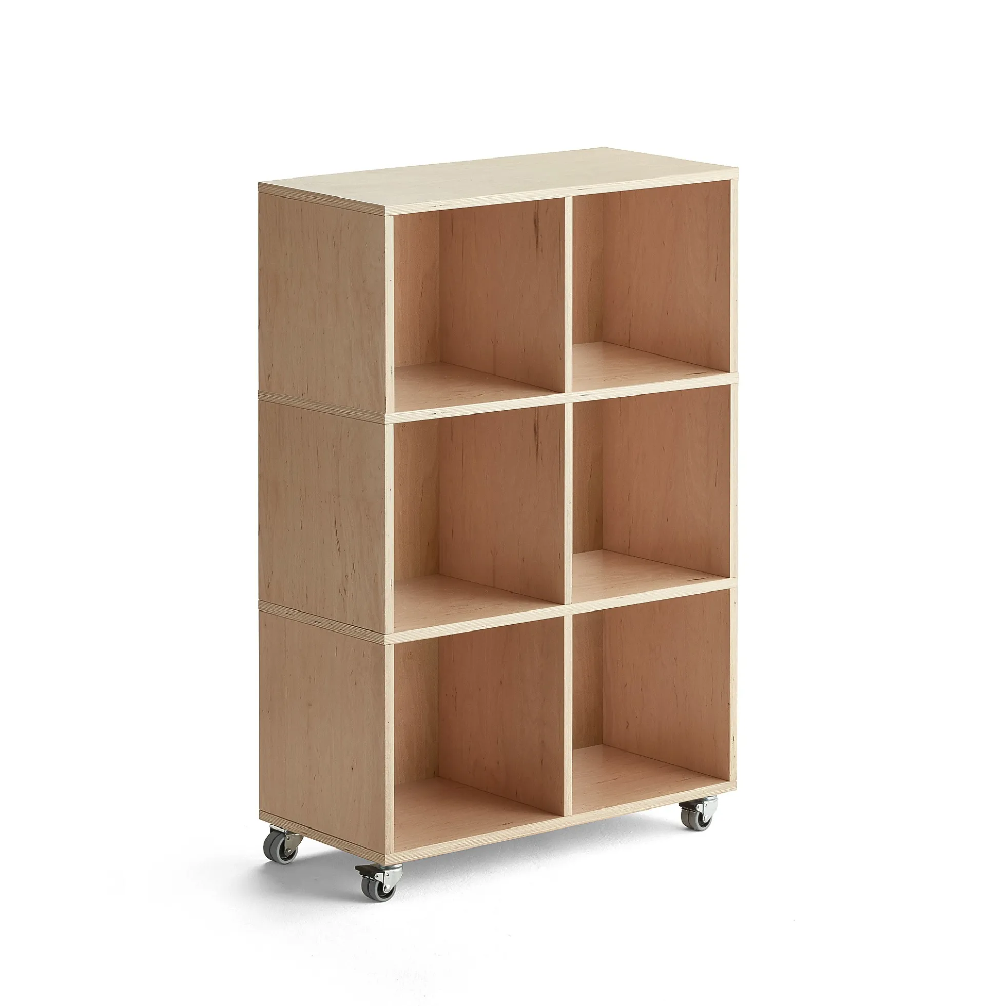 Hylly RICO Pyörät, 6 lokeroa, leveys: 800 mm, koivu