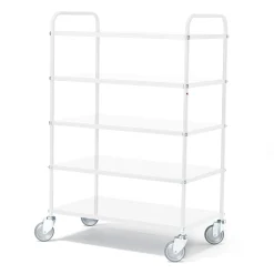 Hyllyvaunu SHUTTLE 5 hyllytasoa, 250 kg, 950x550x1440 mm, valkoinen