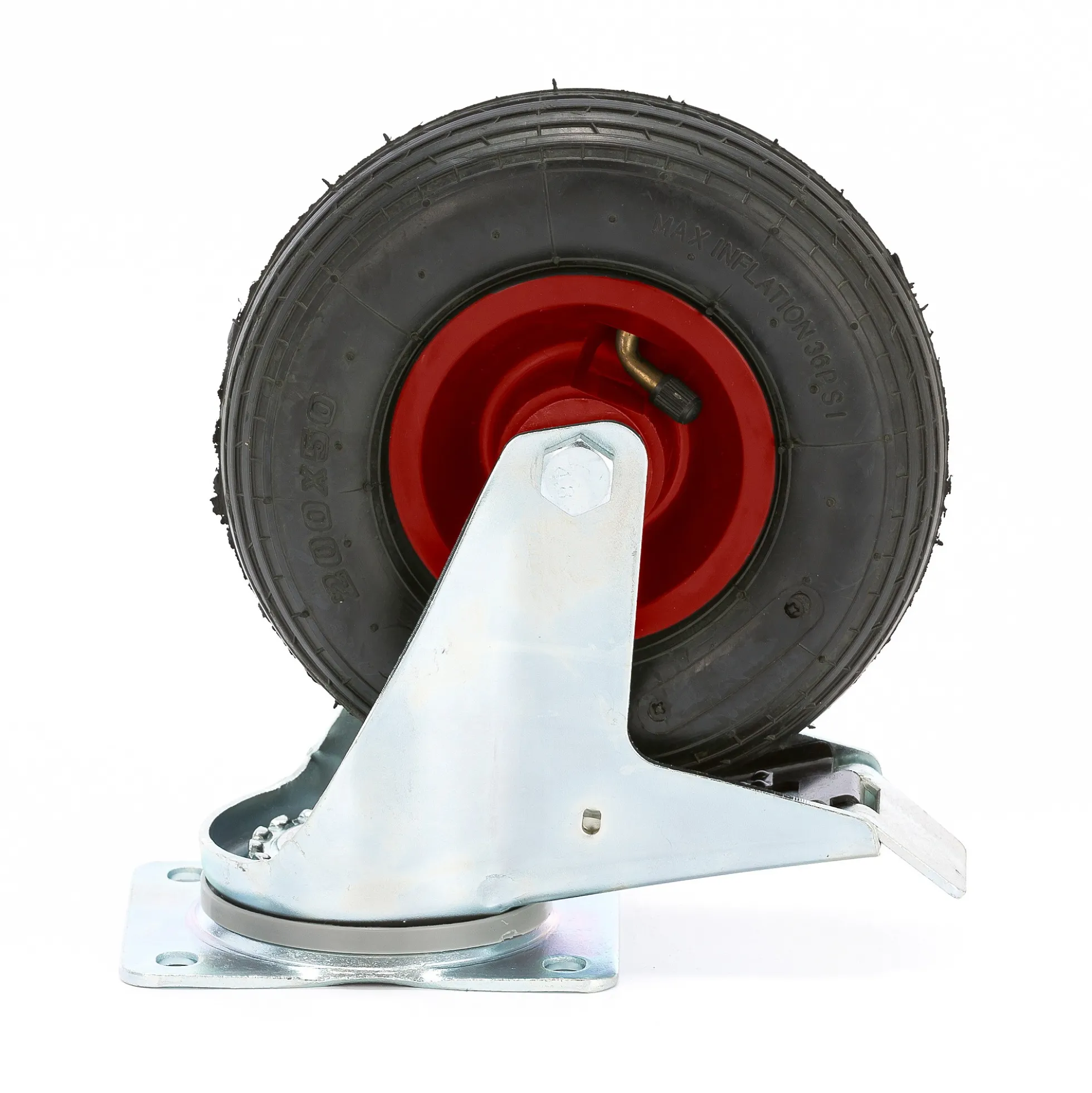 Ilmakumipyörä 200x50 mm Nivelpyörä jarrulla, 75 kg