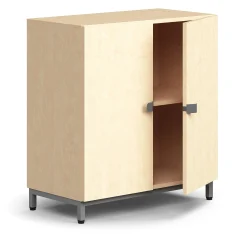 Kaappi QBUS 1 hylly, jalusta, kahvat, 868x800x420 mm, hopeanharmaa, koivu