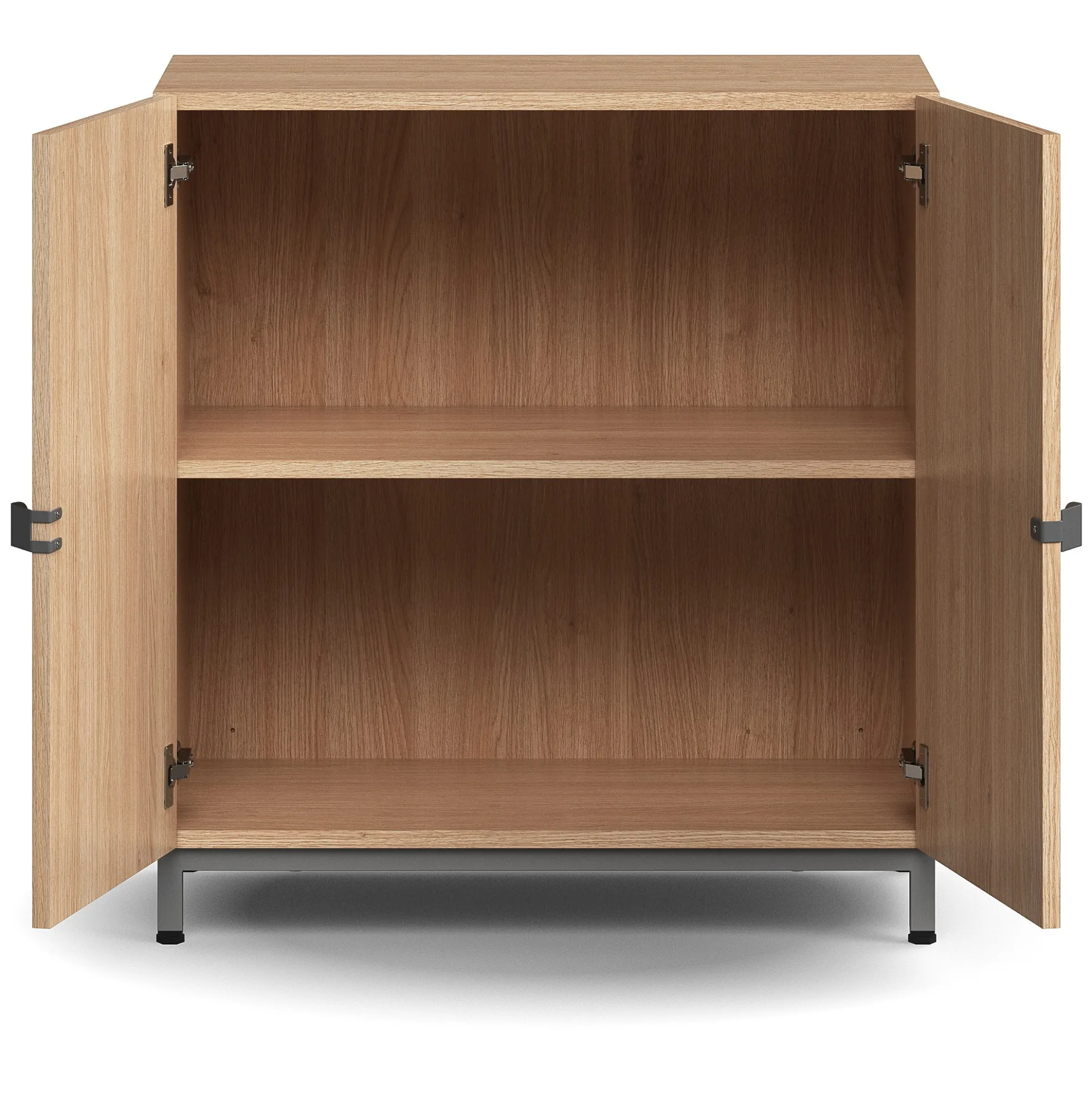 Kaappi QBUS 1 hylly, jalusta, kahvat, 868x800x420 mm, hopeanharmaa, tammi