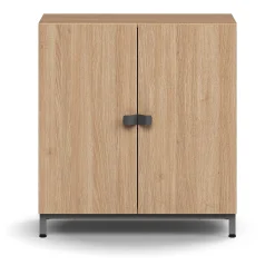 Kaappi QBUS 1 hylly, jalusta, kahvat, 868x800x420 mm, hopeanharmaa, tammi