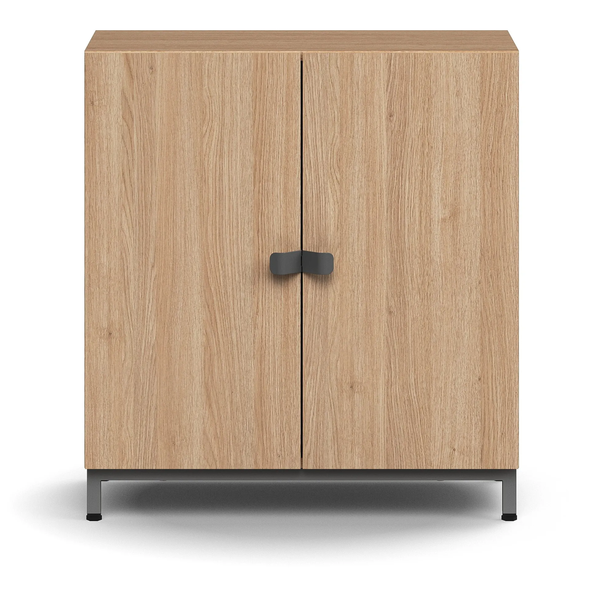Kaappi QBUS 1 hylly, jalusta, kahvat, 868x800x420 mm, hopeanharmaa, tammi