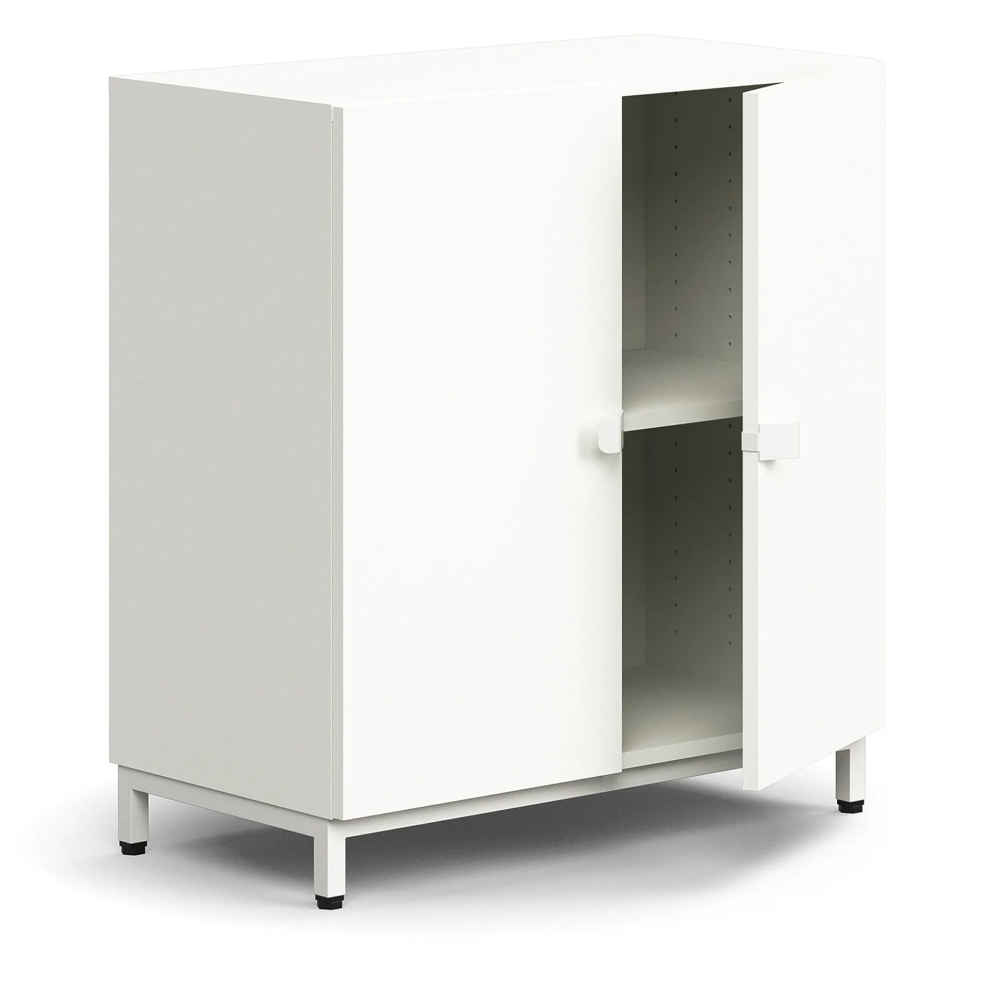 Kaappi QBUS 1 hylly, jalusta, kahvat, 868x800x420 mm, valkoinen