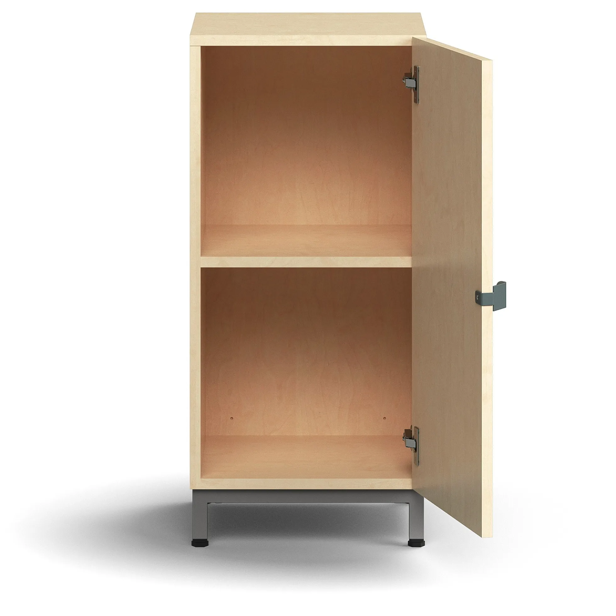 Kaappi QBUS 1 hylly, jalusta, kahva, 868x400x420 mm, hopeanharmaa, koivu