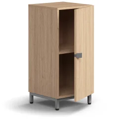 Kaappi QBUS 1 hylly, jalusta, kahva, 868x400x420 mm, hopeanharmaa, tammi