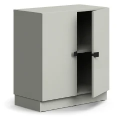 Kaappi QBUS 1 hylly, sokkeli, kahvat, 868x800x420 mm, vaaleanharmaa