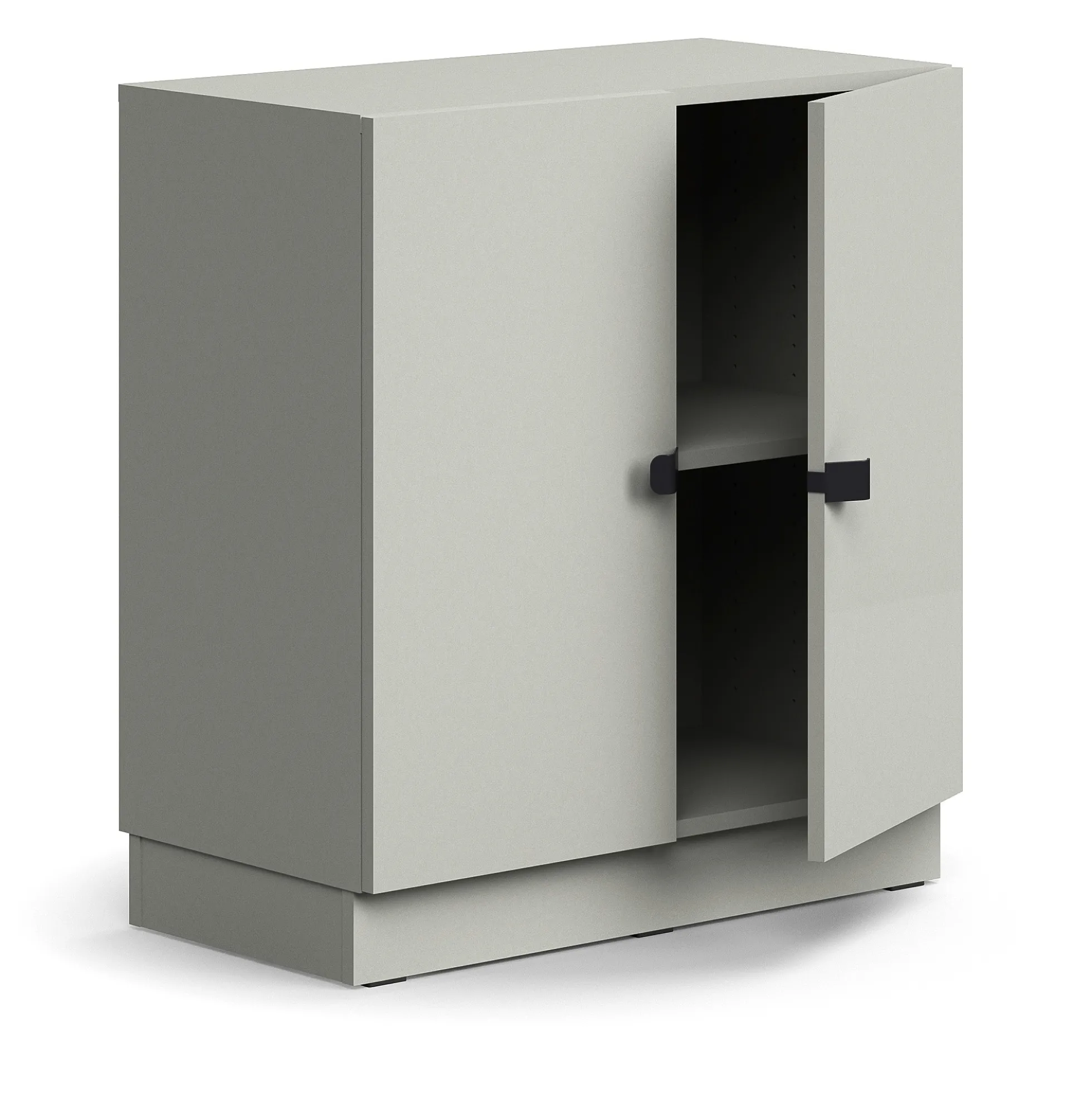 Kaappi QBUS 1 hylly, sokkeli, kahvat, 868x800x420 mm, vaaleanharmaa