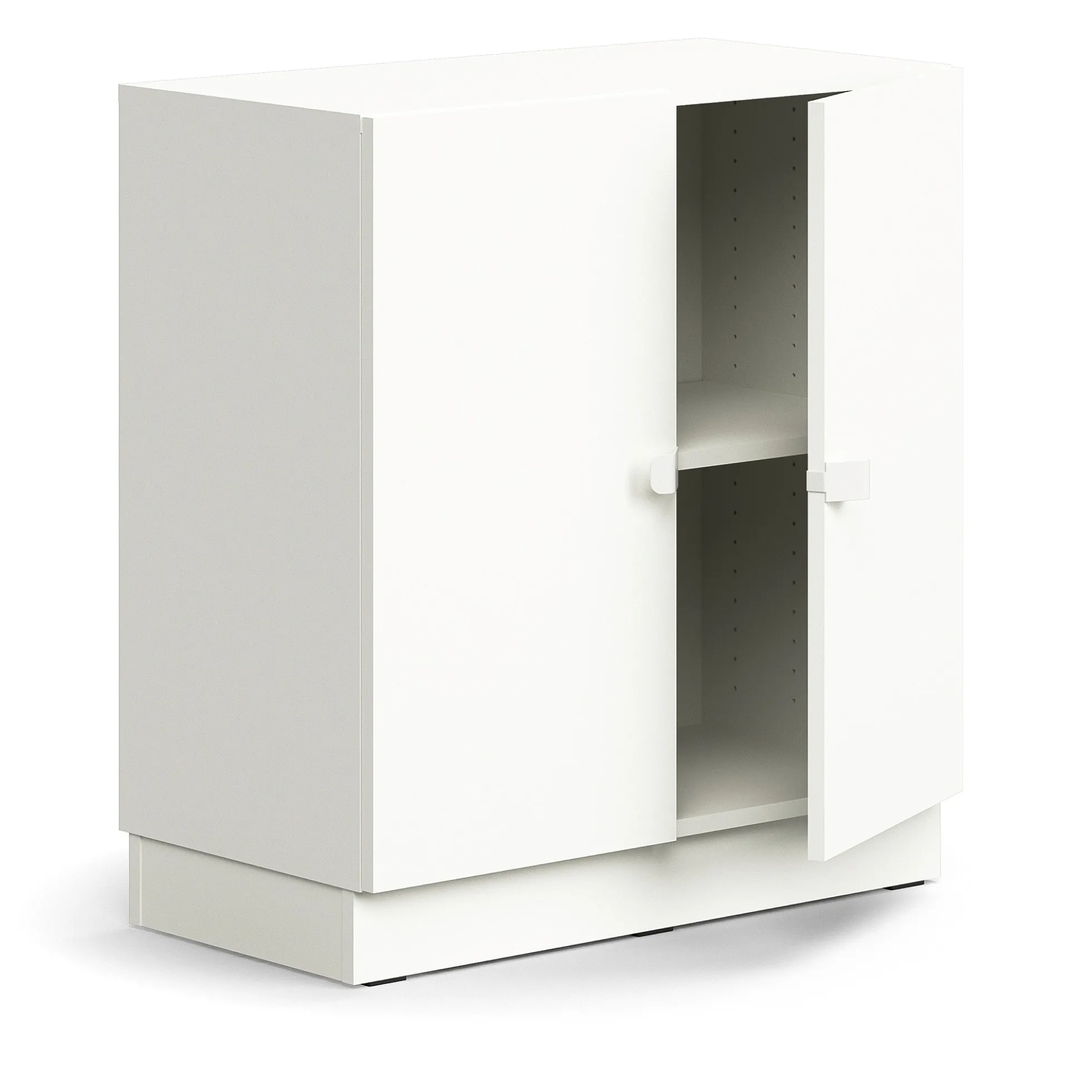 Kaappi QBUS 1 hylly, sokkeli, kahvat, 868x800x420 mm, valkoinen