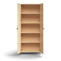 Kaappi QBUS 4 hyllytasoa, jalusta, kahvat, 2020x800x420 mm, hopeanharmaa, koivu