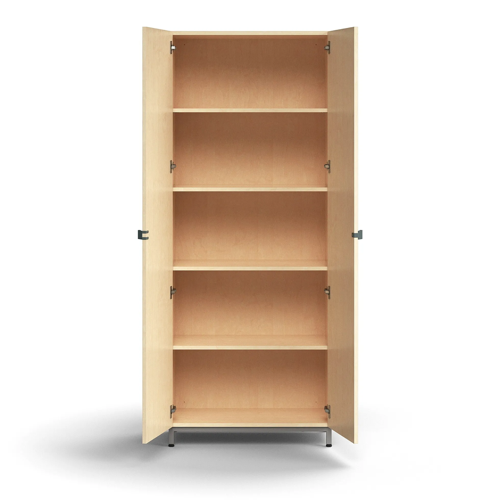 Kaappi QBUS 4 hyllytasoa, jalusta, kahvat, 2020x800x420 mm, hopeanharmaa, koivu