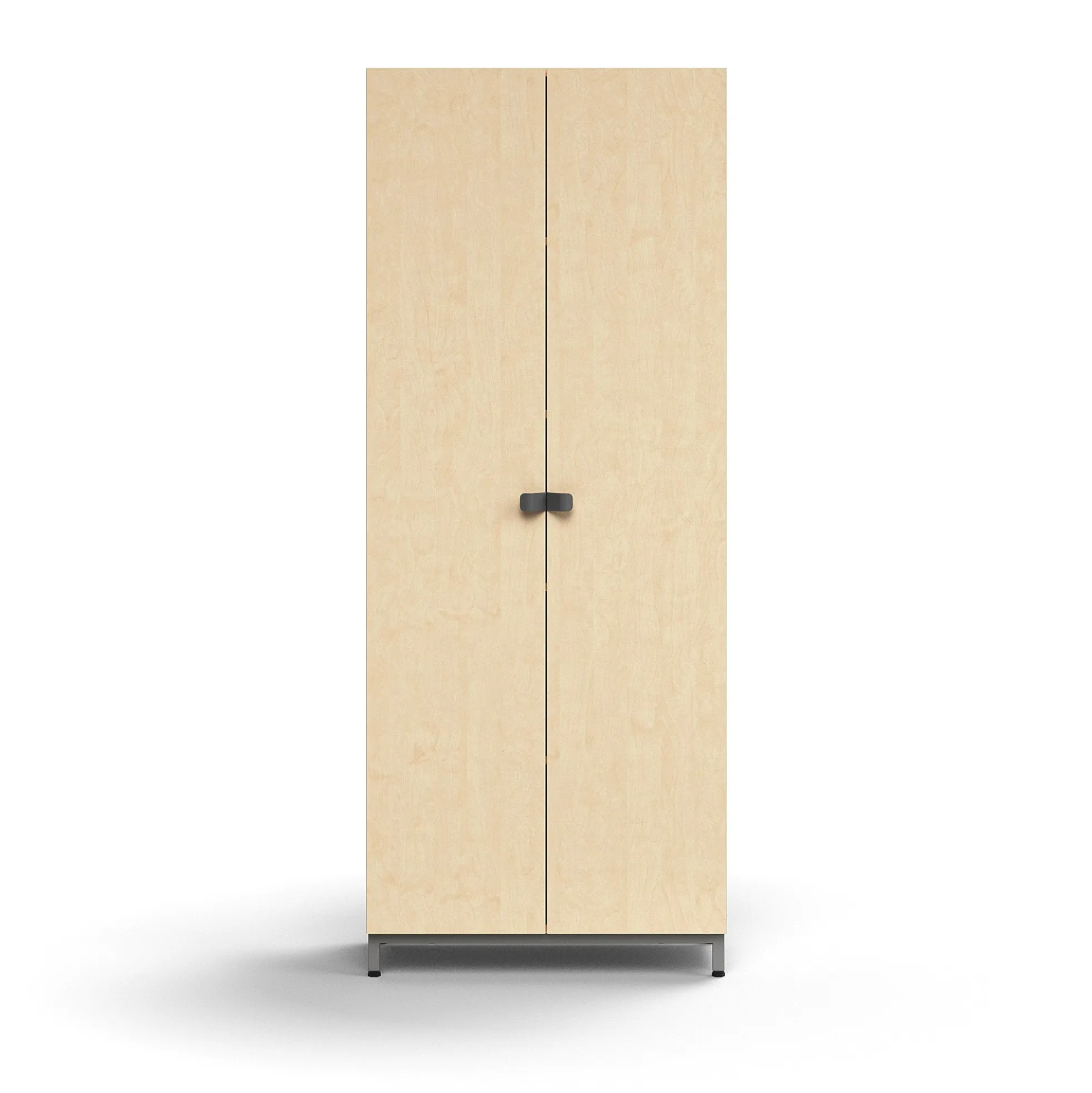 Kaappi QBUS 4 hyllytasoa, jalusta, kahvat, 2020x800x420 mm, hopeanharmaa, koivu