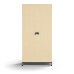 Kaappi QBUS 3 hyllytasoa, jalusta, kahvat, 1636x800x420 mm, hopeanharmaa, koivu