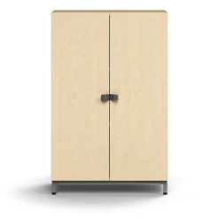 Kaappi QBUS 2 hyllytasoa, jalusta, kahvat, 1252x800x420 mm, hopeanharmaa, koivu