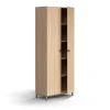 Kaappi QBUS 4 hyllytasoa, jalusta, kahvat, 2020x800x420 mm, hopeanharmaa, tammi