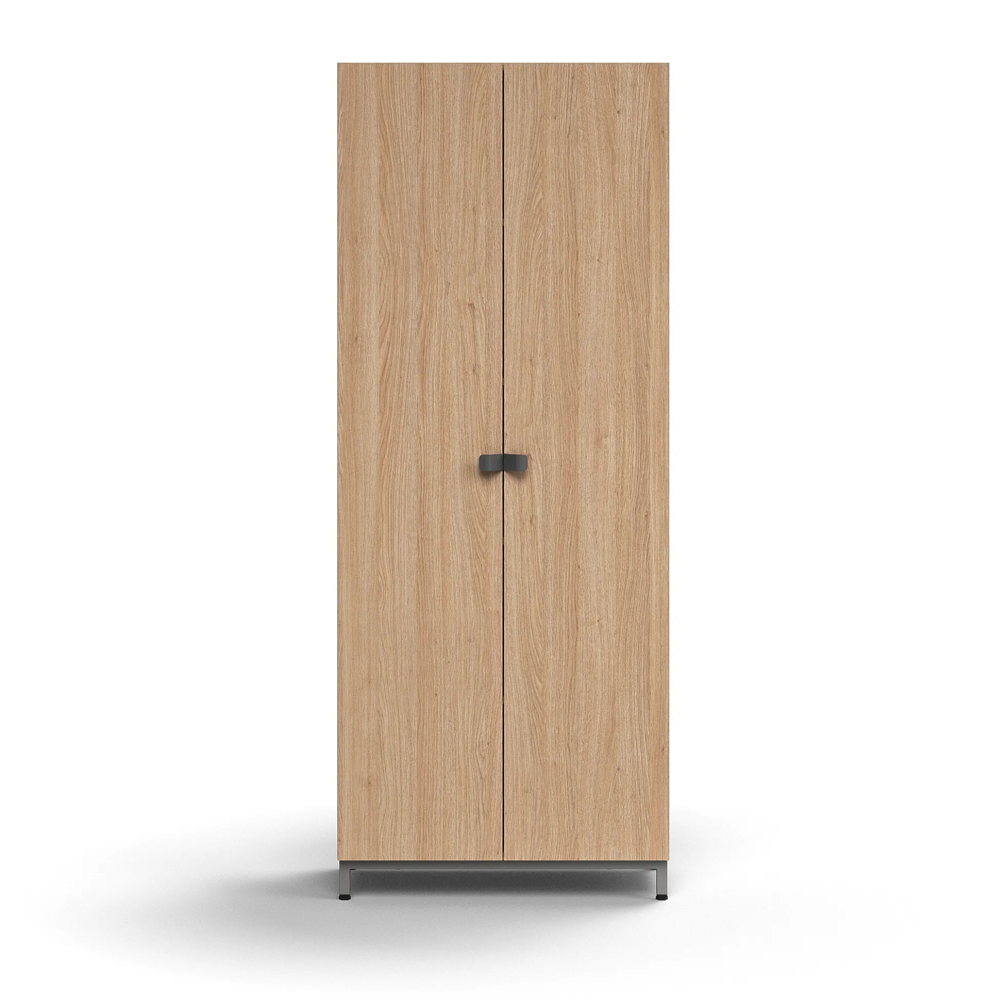 Kaappi QBUS 4 hyllytasoa, jalusta, kahvat, 2020x800x420 mm, hopeanharmaa, tammi