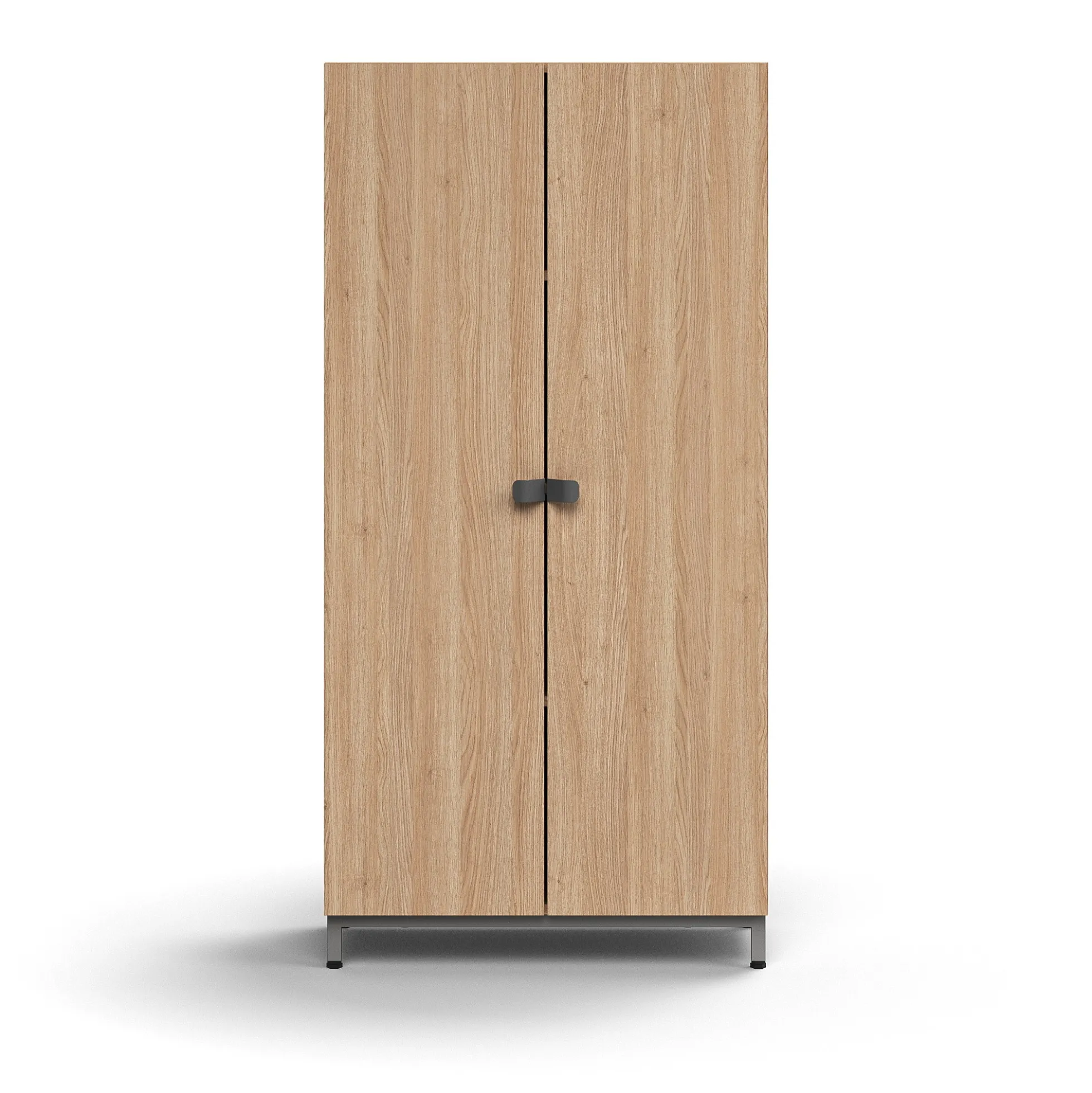 Kaappi QBUS 3 hyllytasoa, jalusta, kahvat, 1636x800x420 mm, hopeanharmaa, tammi