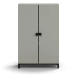 Kaappi QBUS 2 hyllytasoa, jalusta, kahvat, 1252x800x420 mm, musta, vaaleanharmaa