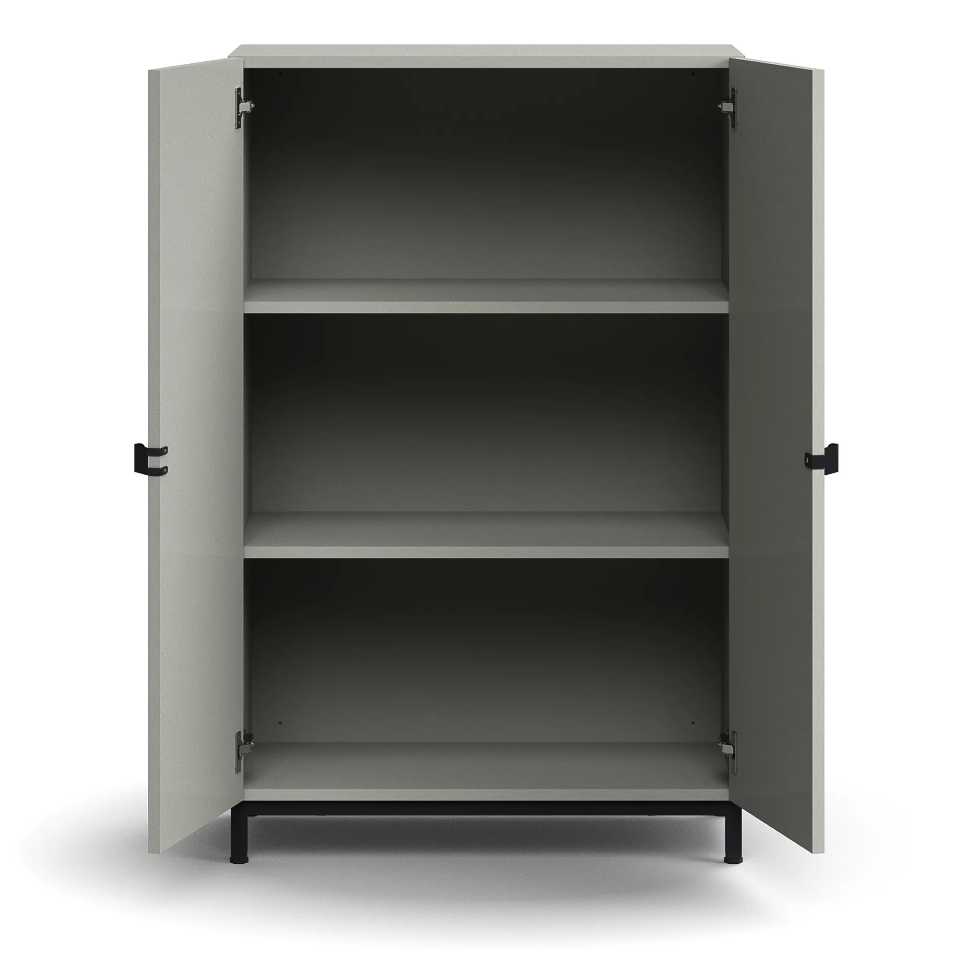 Kaappi QBUS 2 hyllytasoa, jalusta, kahvat, 1252x800x420 mm, musta, vaaleanharmaa