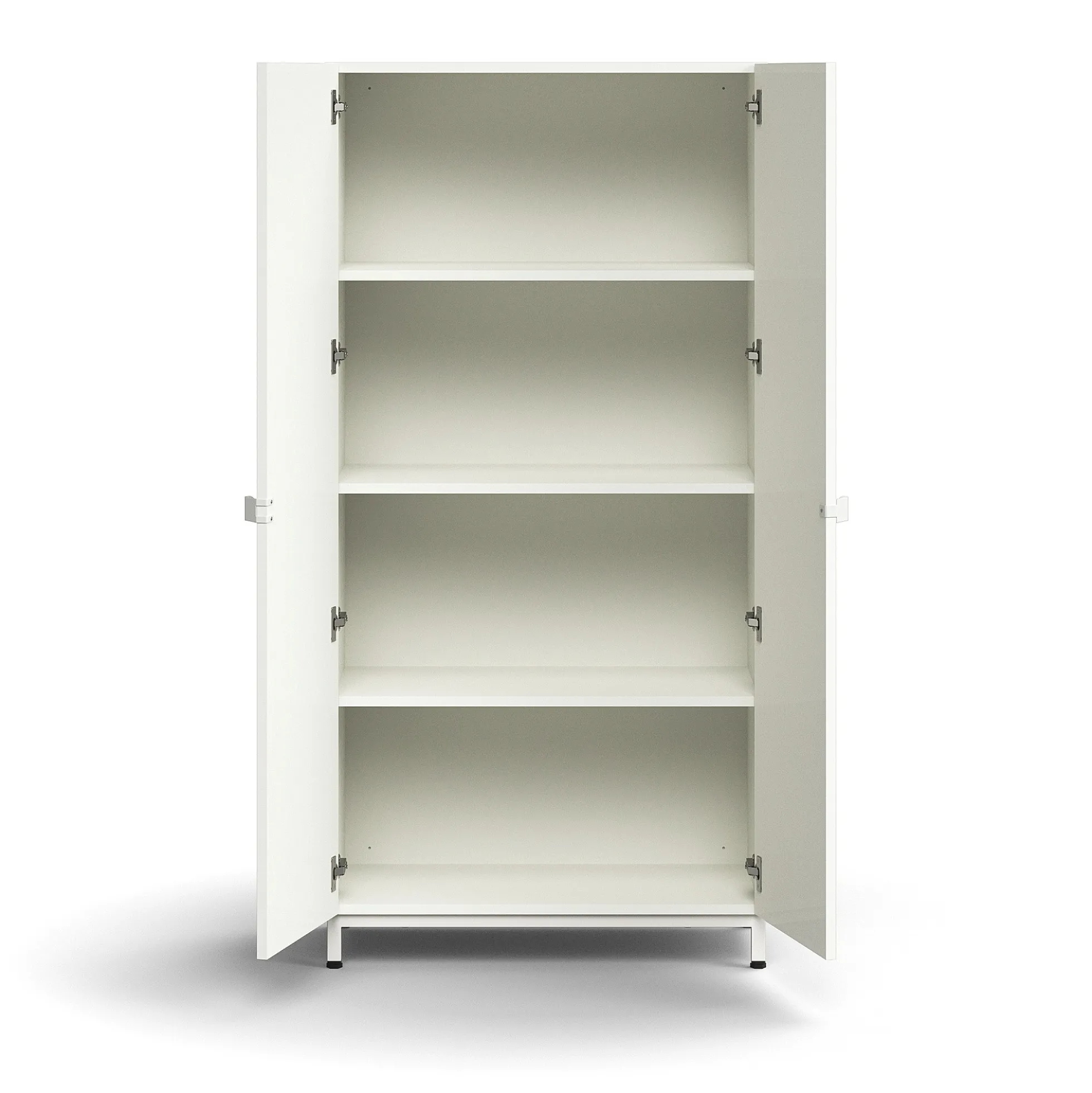 Kaappi QBUS 3 hyllytasoa, jalusta, kahvat, 1636x800x420 mm, valkoinen