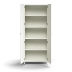 Kaappi QBUS 4 hyllytasoa, jalusta, kahvat, 2020x800x420 mm, valkoinen