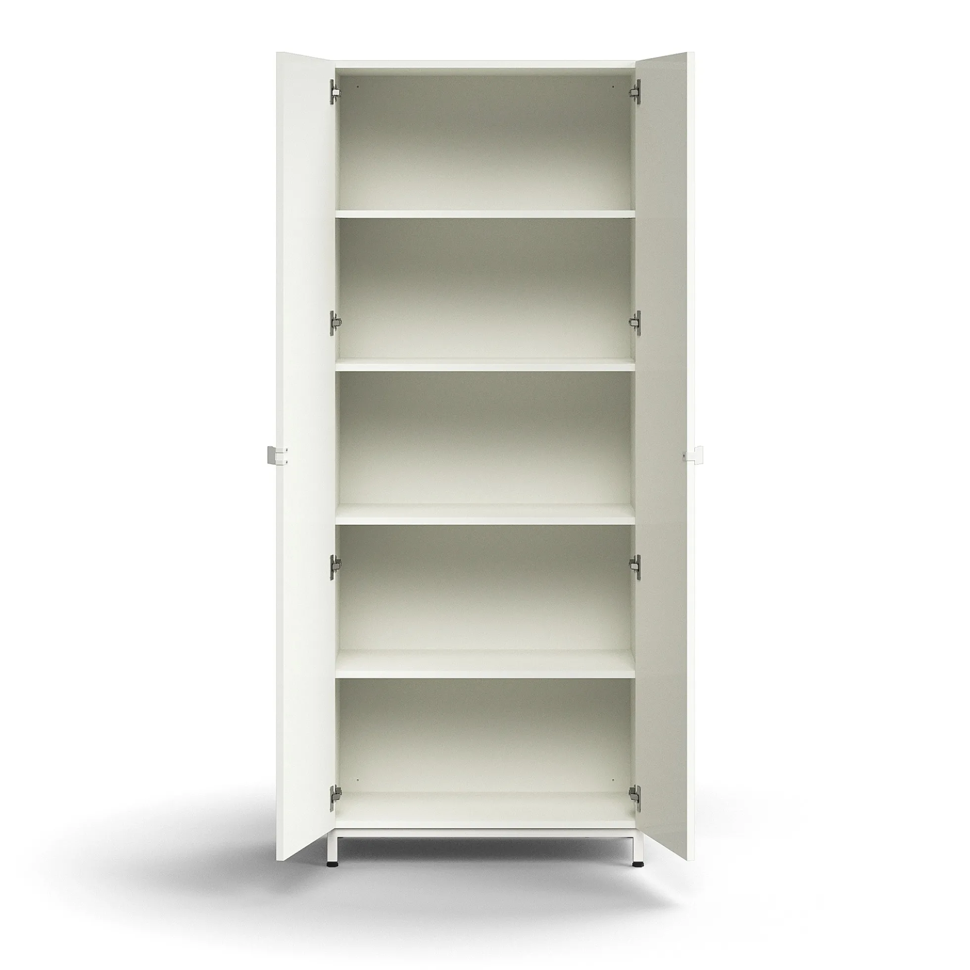 Kaappi QBUS 4 hyllytasoa, jalusta, kahvat, 2020x800x420 mm, valkoinen