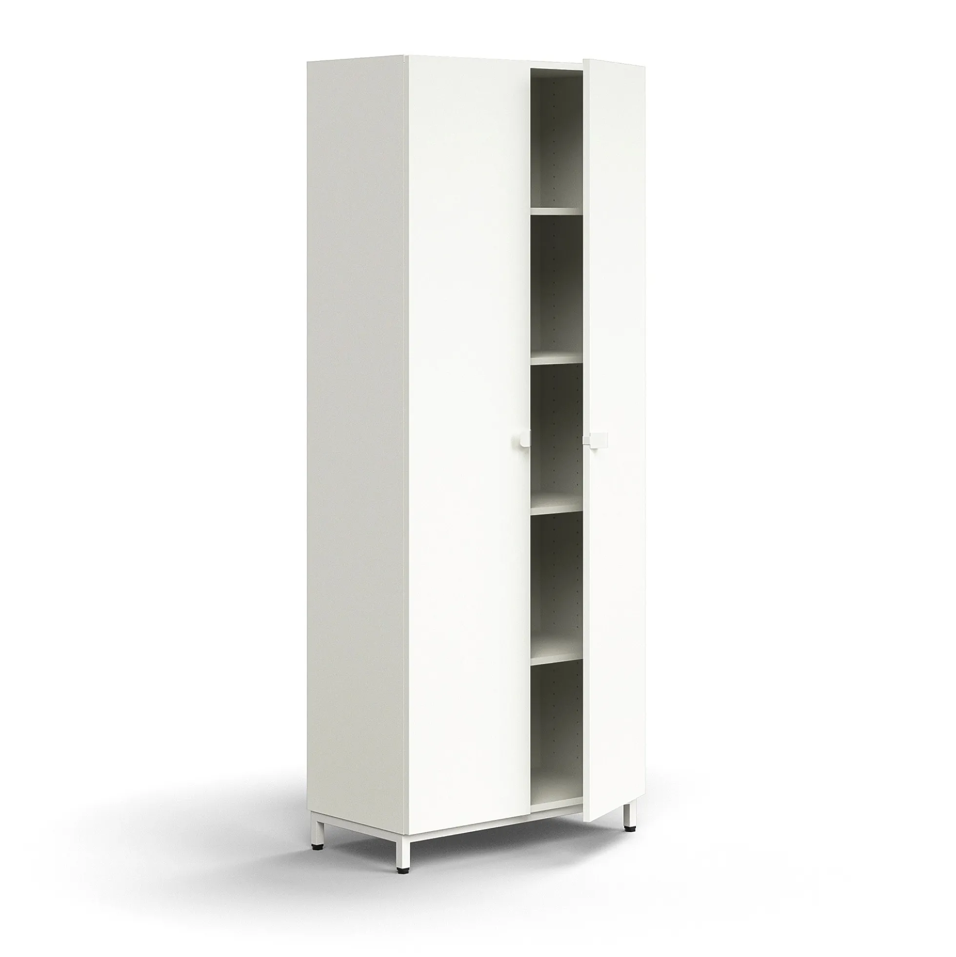 Kaappi QBUS 4 hyllytasoa, jalusta, kahvat, 2020x800x420 mm, valkoinen