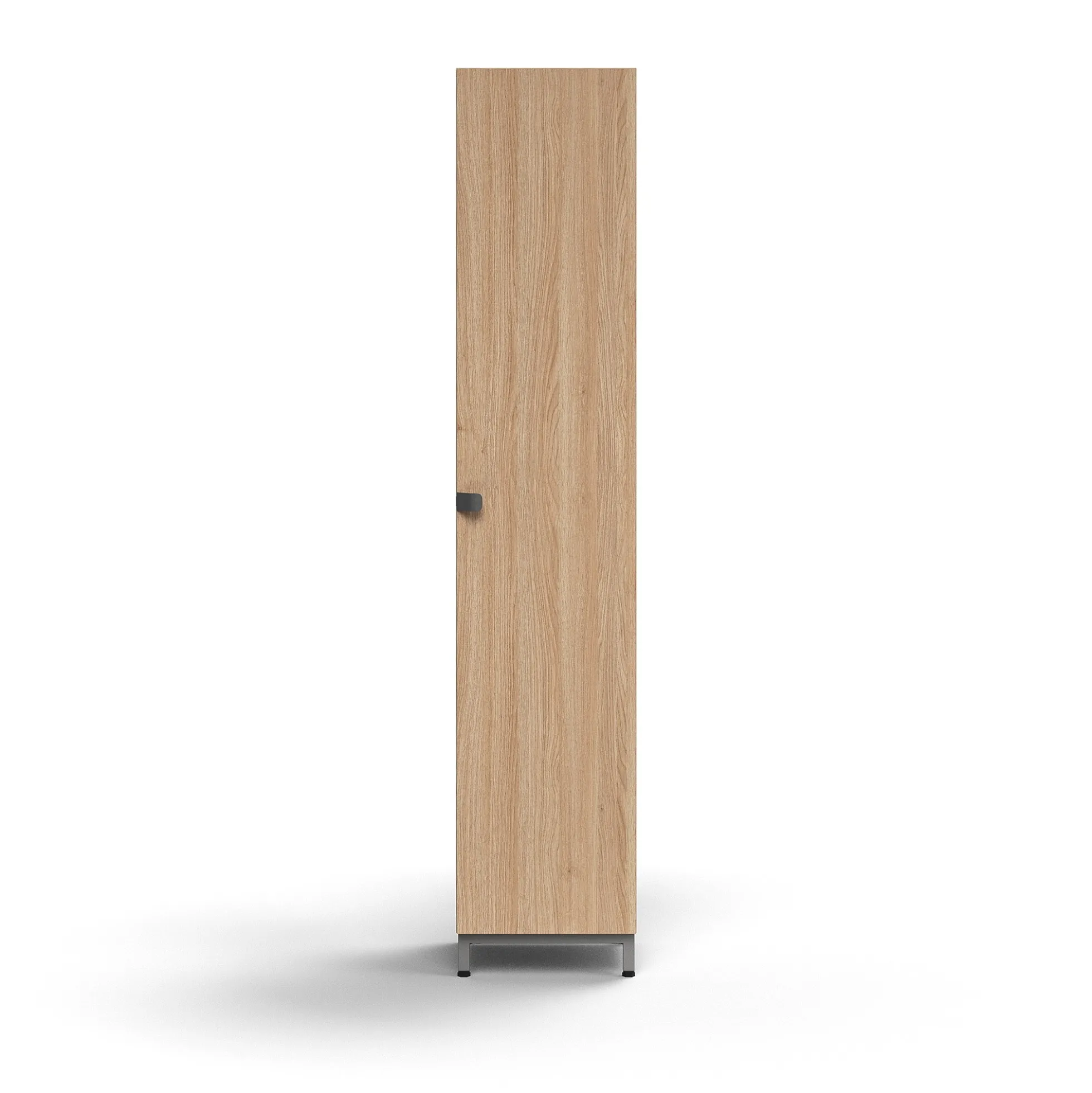 Kaappi QBUS 4 hyllytasoa, jalusta, kahva, 2020x400x420 mm, hopeanharmaa, tammi