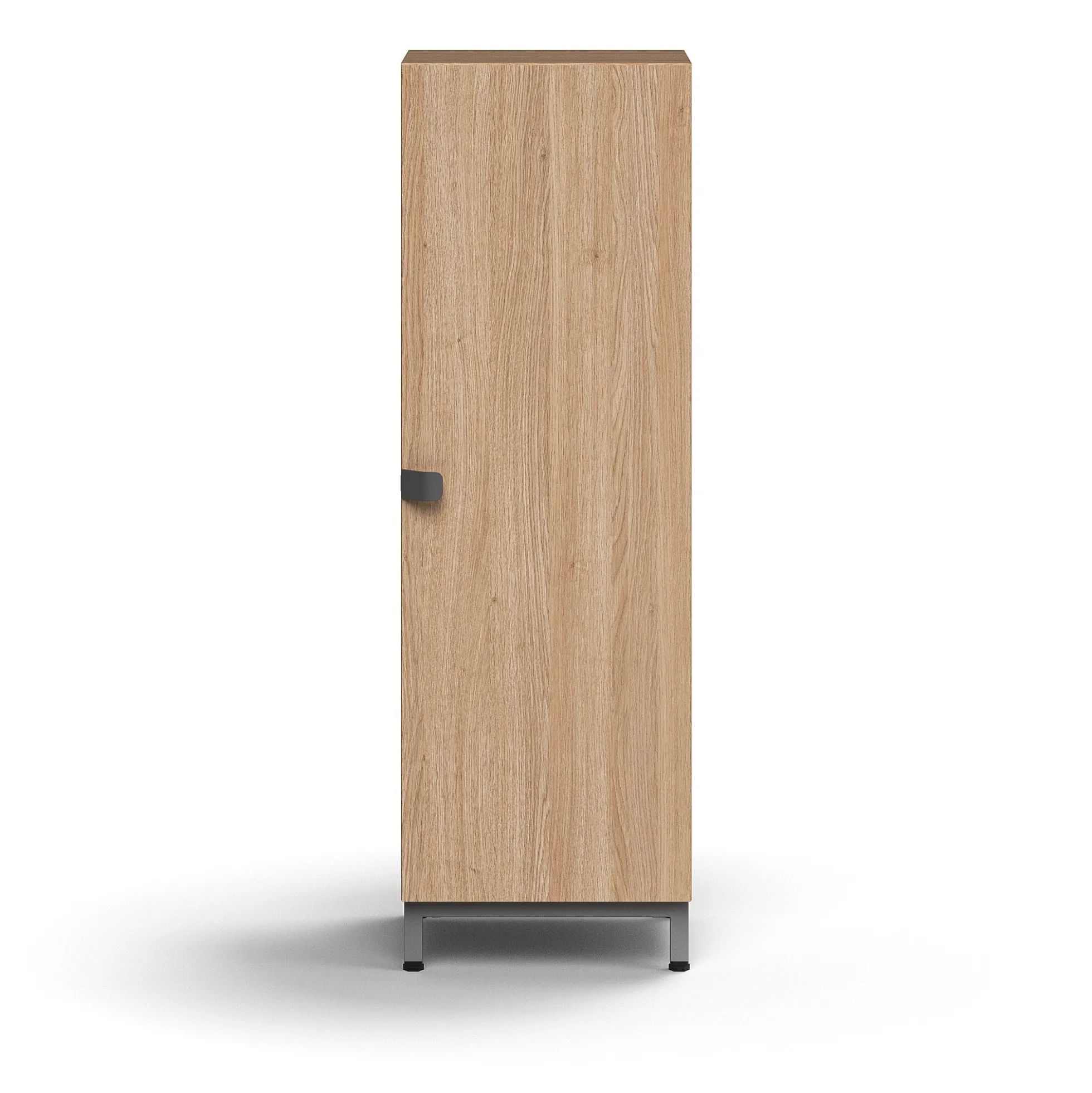 Kaappi QBUS 2 hyllytasoa, jalusta, kahva, 1252x400x420 mm, hopeanharmaa, tammi
